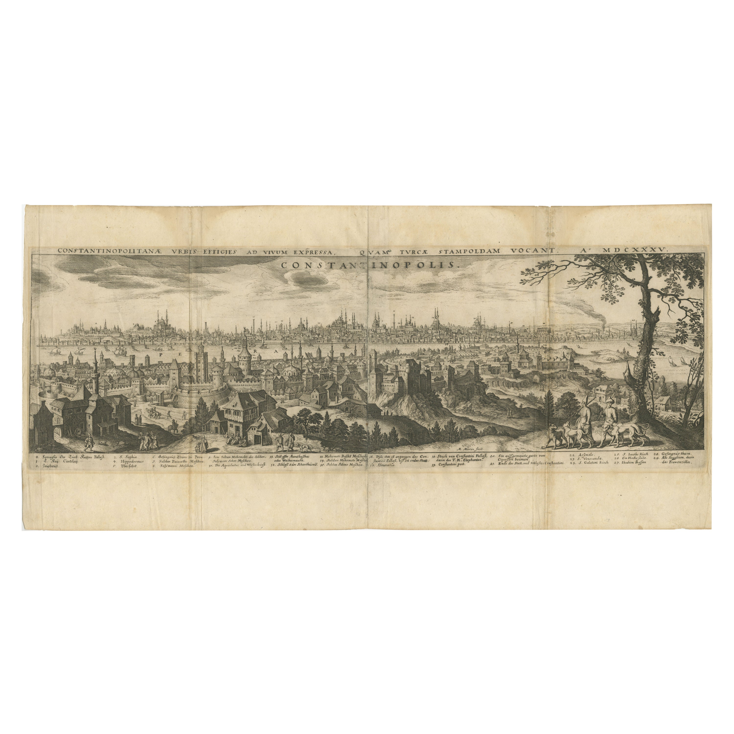 Constantinople - Gravure panoramique de Matthäus Merian the Elder, 1635 en vente