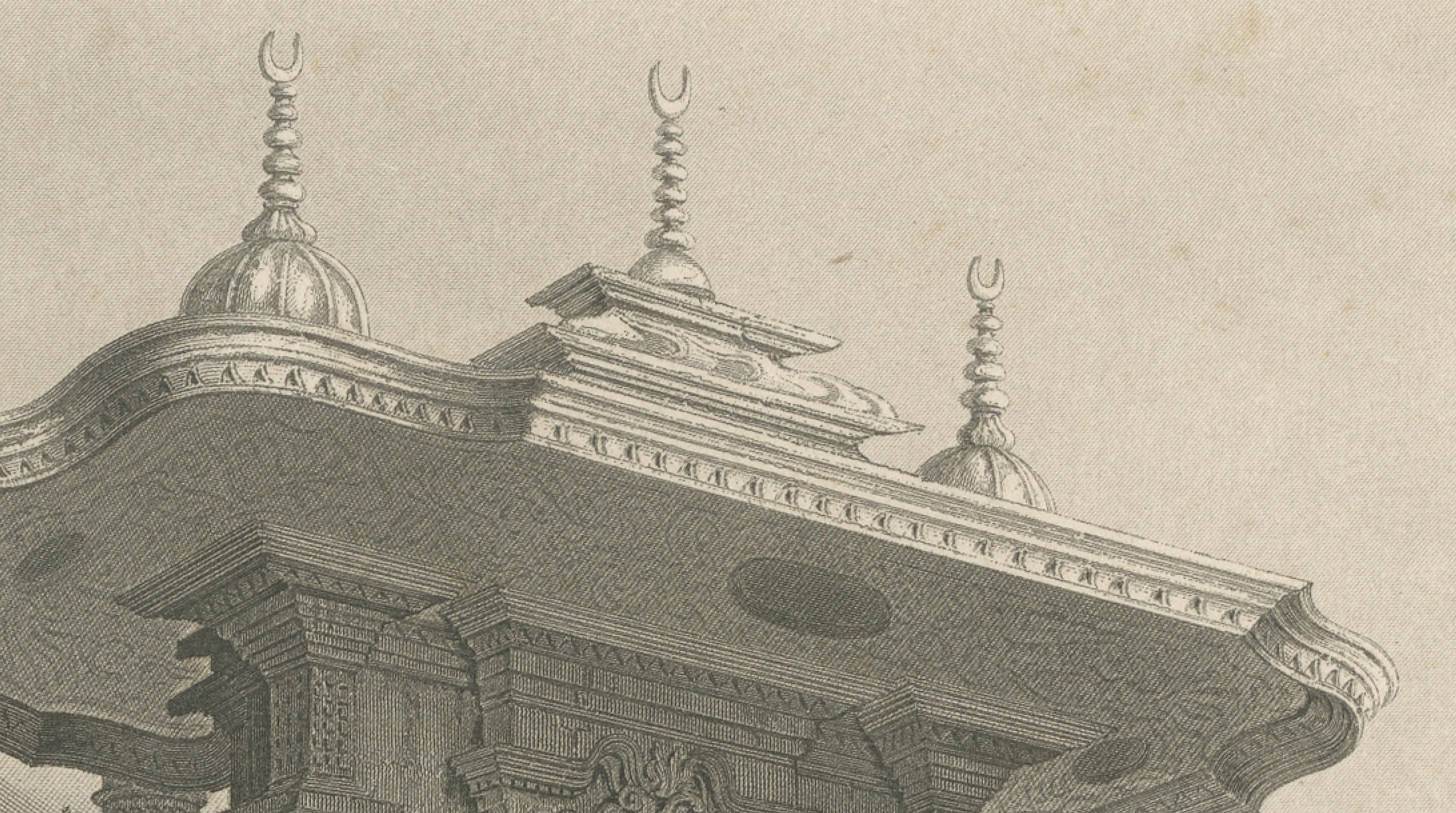 Constantinople Street Scene - Antique Print, Ottoman Fountain, 1850