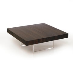 Constantinople Torched Oak Square Acrylic Floating Coffee Table