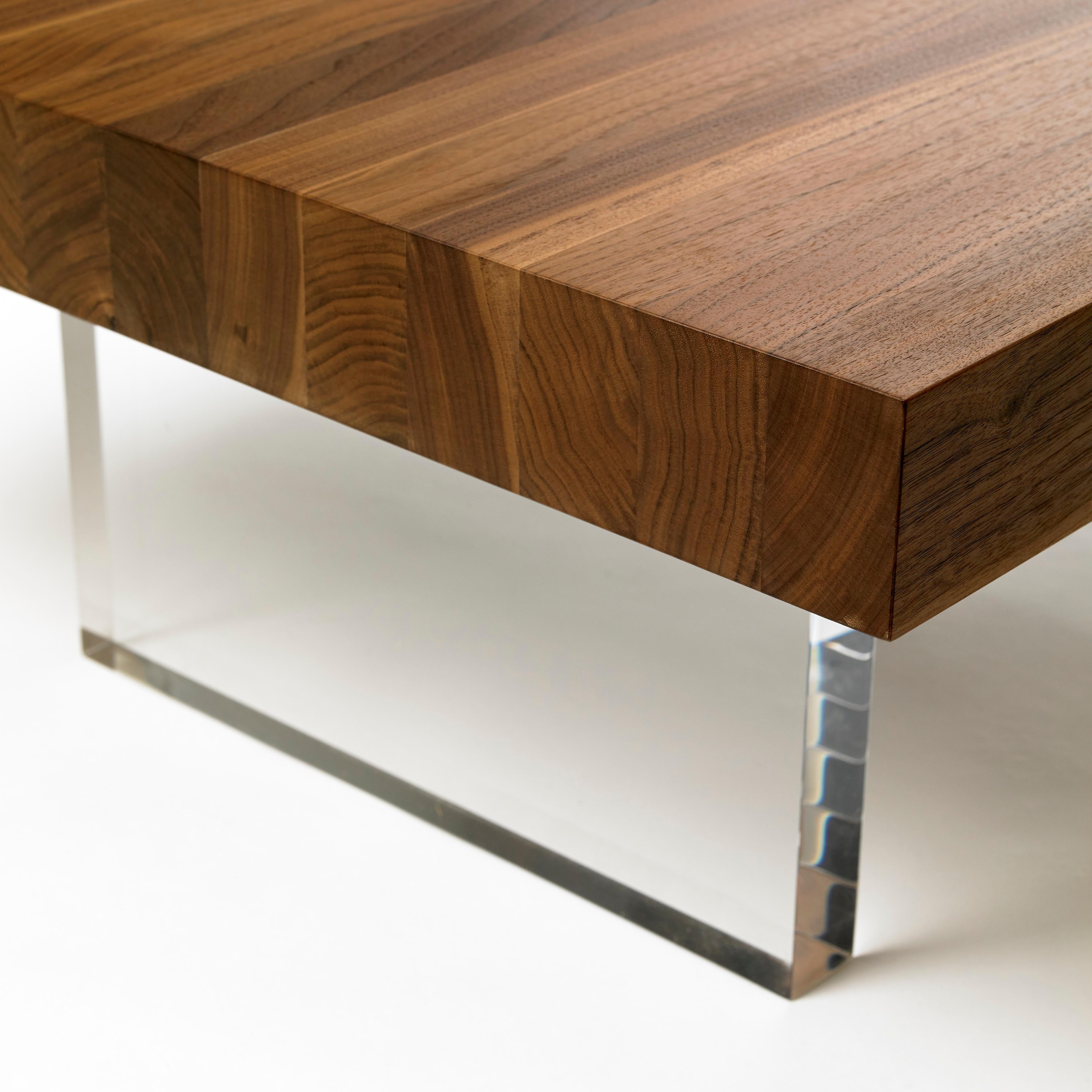 Modern Constantinople Walnut Square Coffee Table with Storage by Autonomous Furniture For Sale