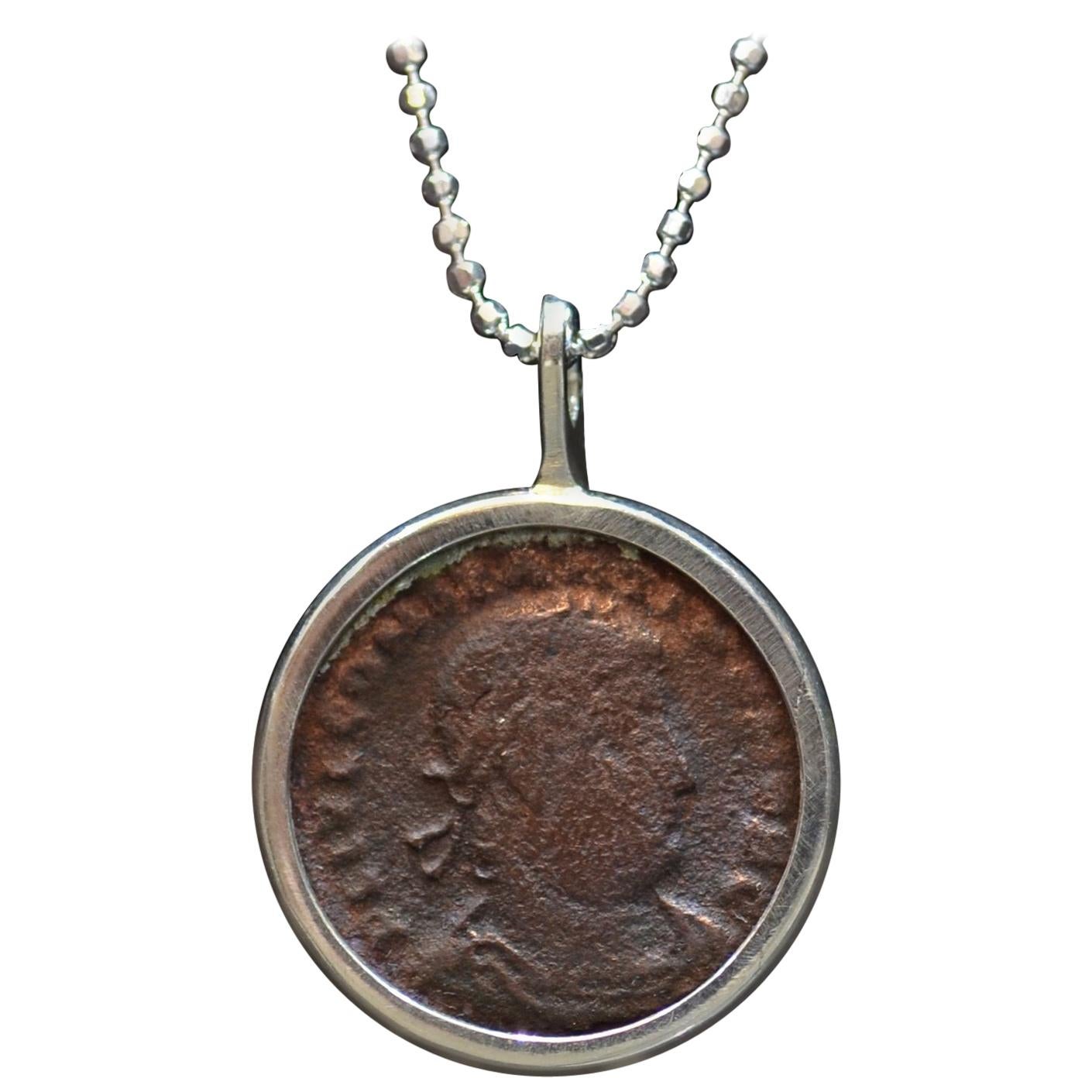 Constantius II Coin Silver Necklace For Sale