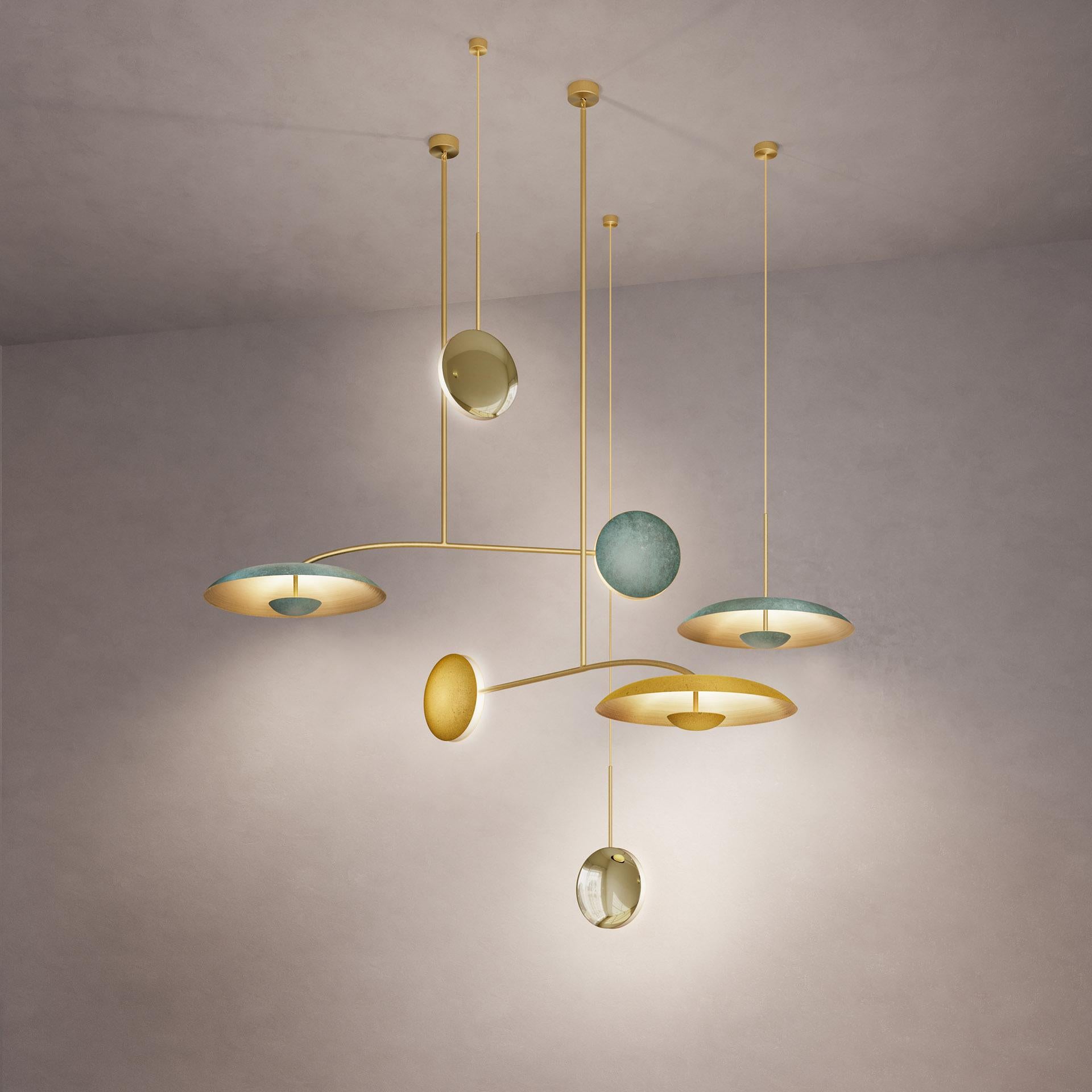 Organic Modern 'Constellation 02 Mixed' Patinated Brass Ceiling Pendants For Sale