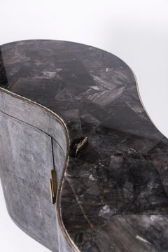 Constellation Commode in Black Quartz, Shagreen and Brass by Kifu, Paris
