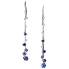 Constellation Elongated Earrings with Sapphires, Tanzanites and Diamonds