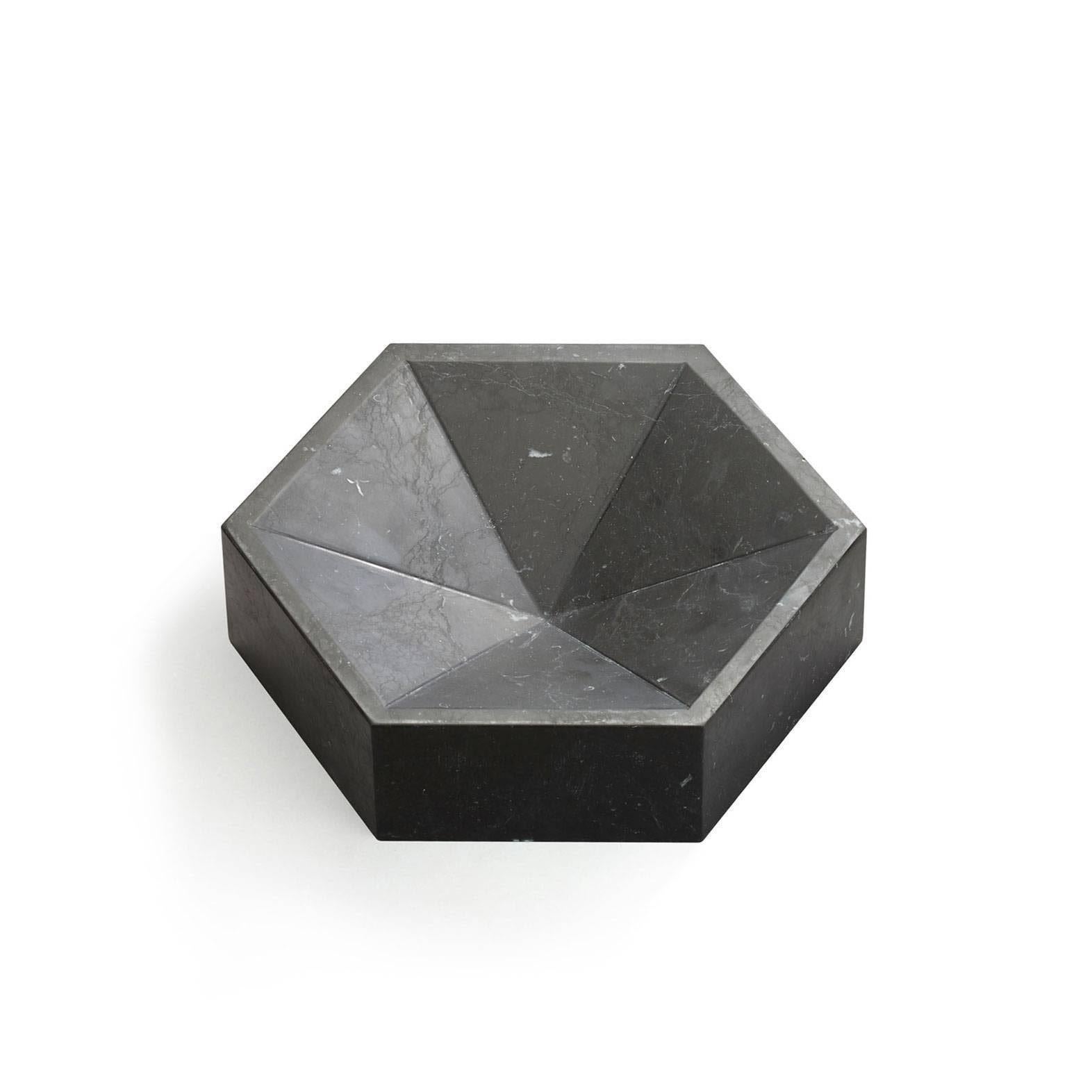 The hexagonal bowls are designed so that they can be laid together forming a honeycomb formation, either in same color or in different color combinations. 

Please note that no two marbles are alike and there will be variations in the pattern as