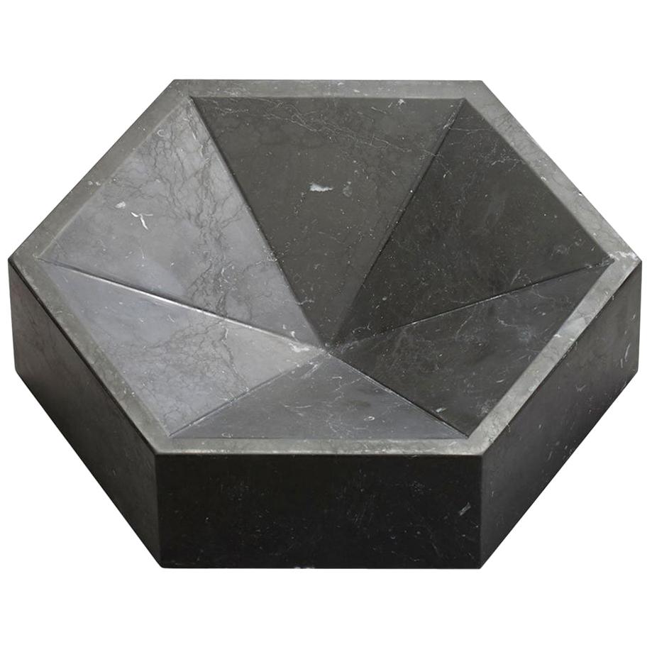 Constellation Marble Bowl, Small Low in Nero Marquina Marble, in Stock