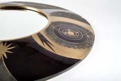 Constellation Mirror in Black Shagreen Shell & Bronze-Patina Brass by Kifu Paris