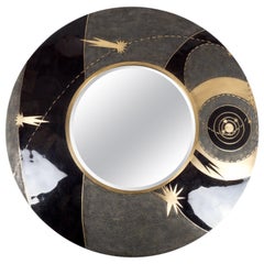 Miroir Constellation en galuchat et laiton Patina par Kifu Paris