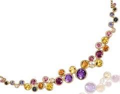 Constellation Necklace with Multi-Color Gemstones and Diamonds