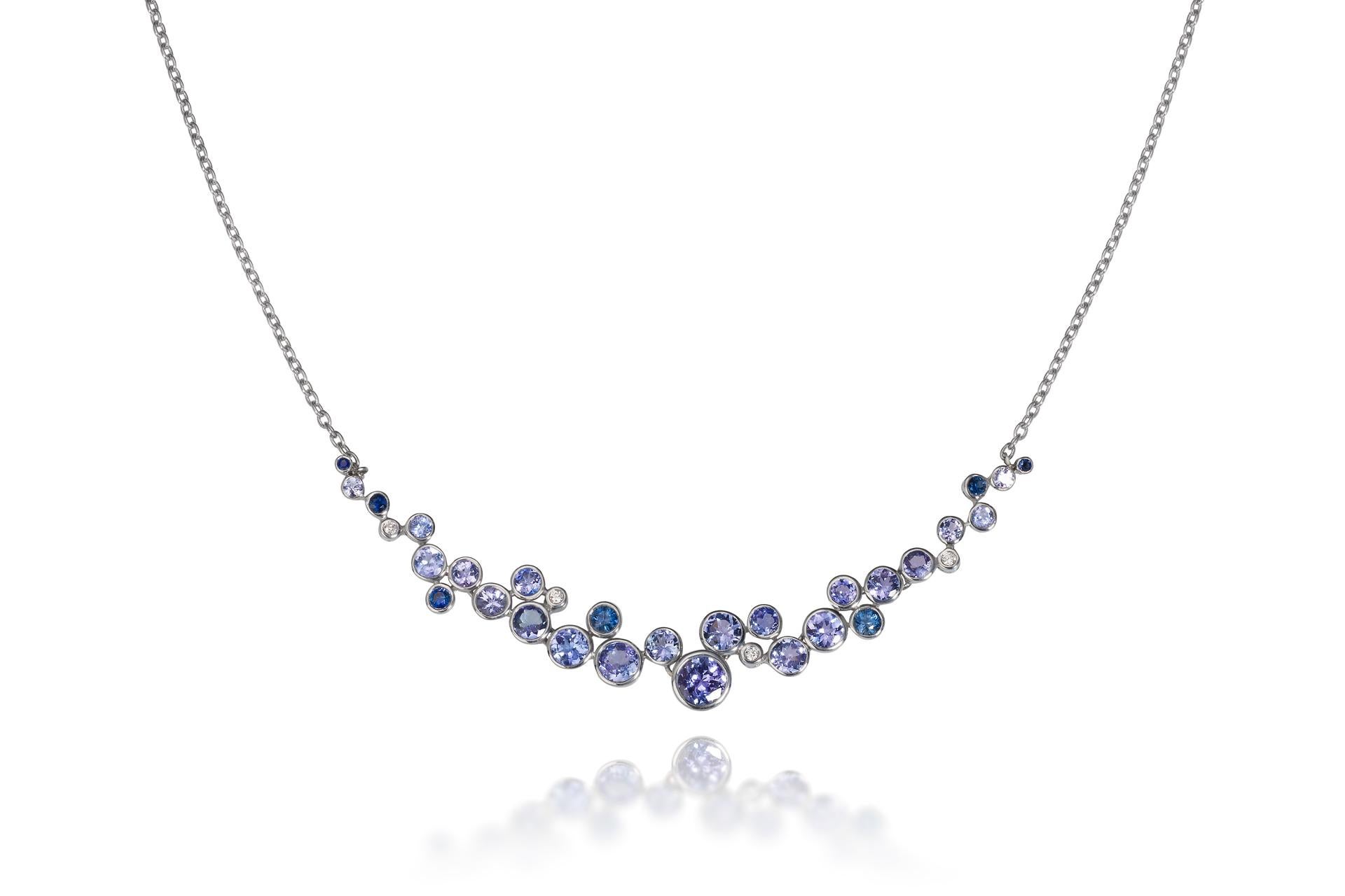 Women's Constellation Necklace with Multi-Color Gemstones and Diamonds