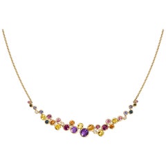 Constellation Necklace with Multi-Color Gemstones and Diamonds