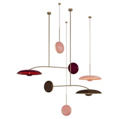 'Constellation Orion Maroon' Patinated Brass Ceiling Pendants