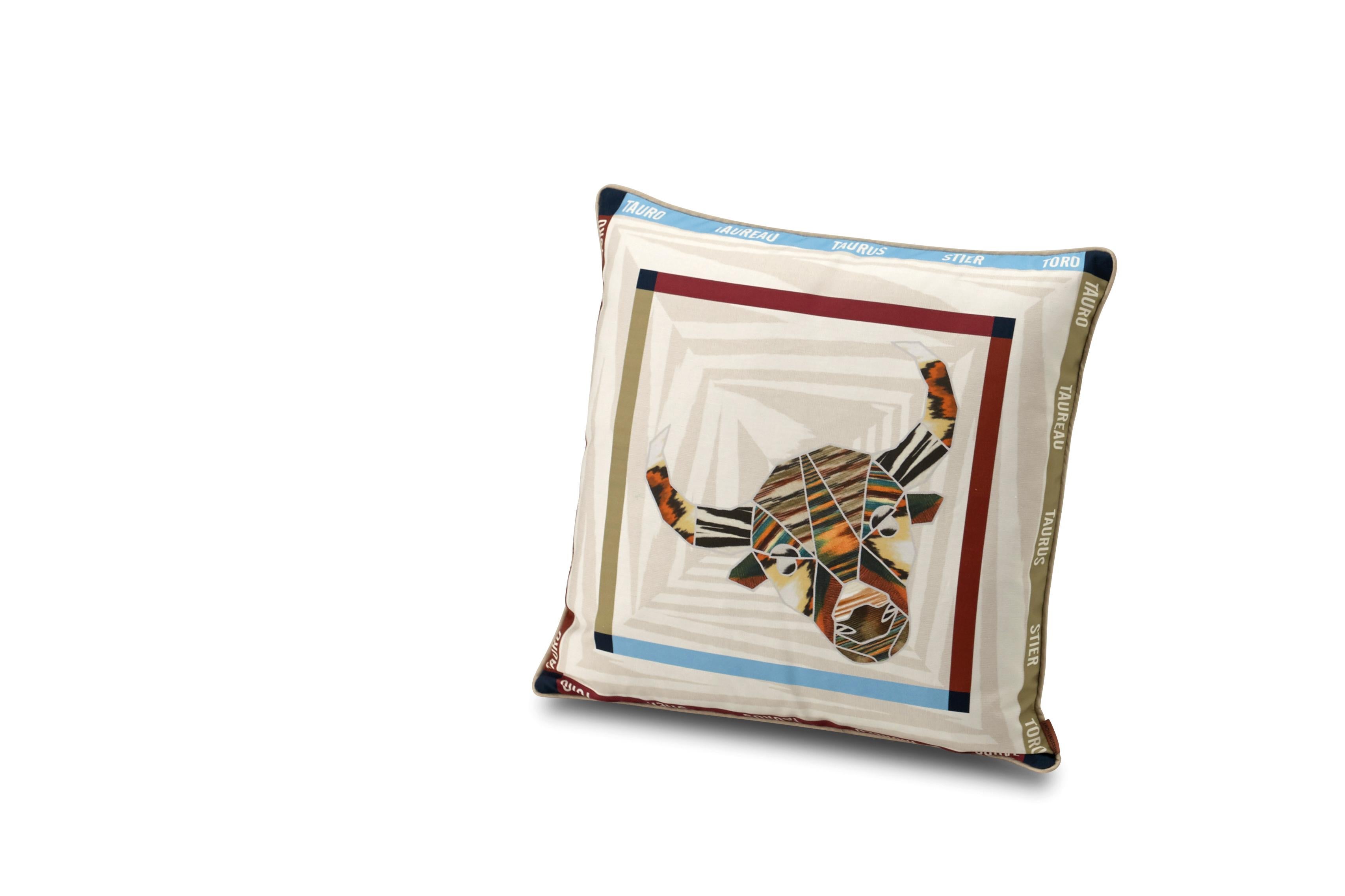 Missoni Home's printed constellation cushion featuring the Taurus zodiac symbol with removeable cover; Down insert (certified as responsibly souced down)
