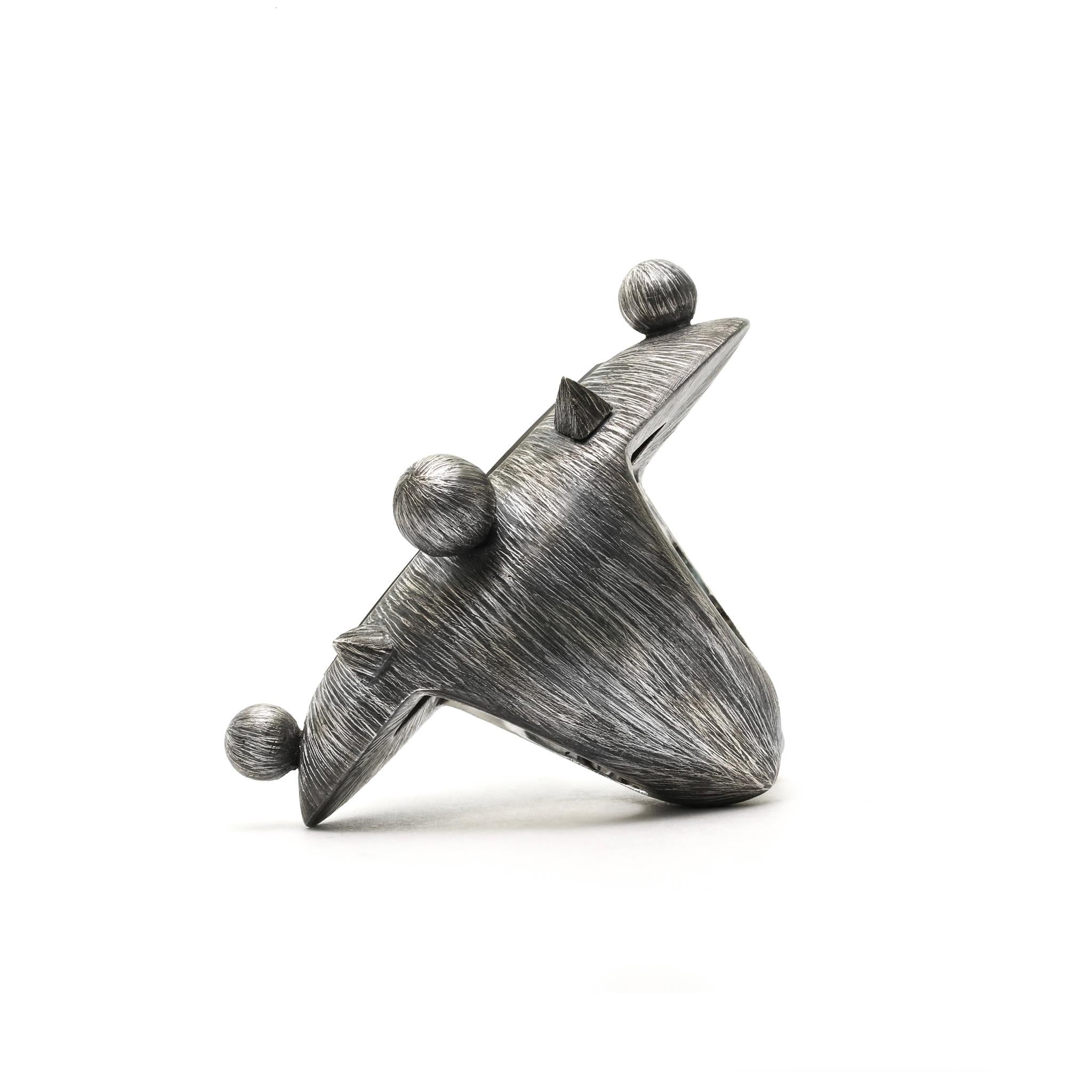 Constellation Ring, Etched Sterling Silver & Smoky Quartz 2
