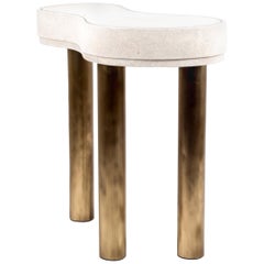 Constellation Side Table in Cream Shagreen and Bronze-Patina Brass by Kifu Paris