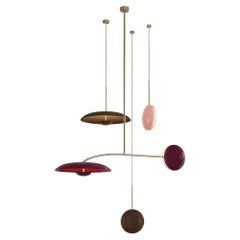 'Constellation Stella Maroon' Patinated Brass Ceiling Pendants