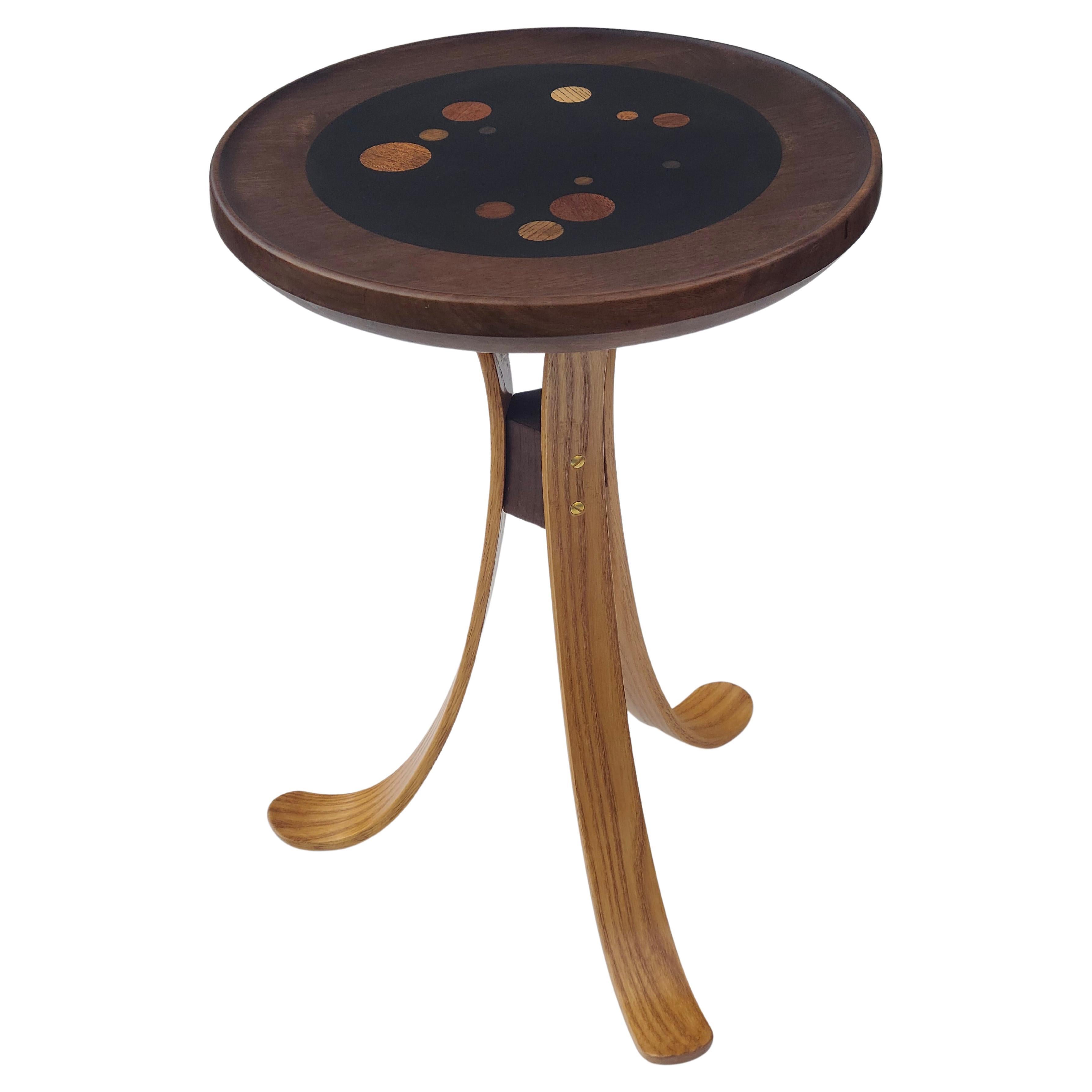 Constellation Tripod Table Walnut Ash In the Style of Edward Wormley In Good Condition For Sale In Fraser, MI