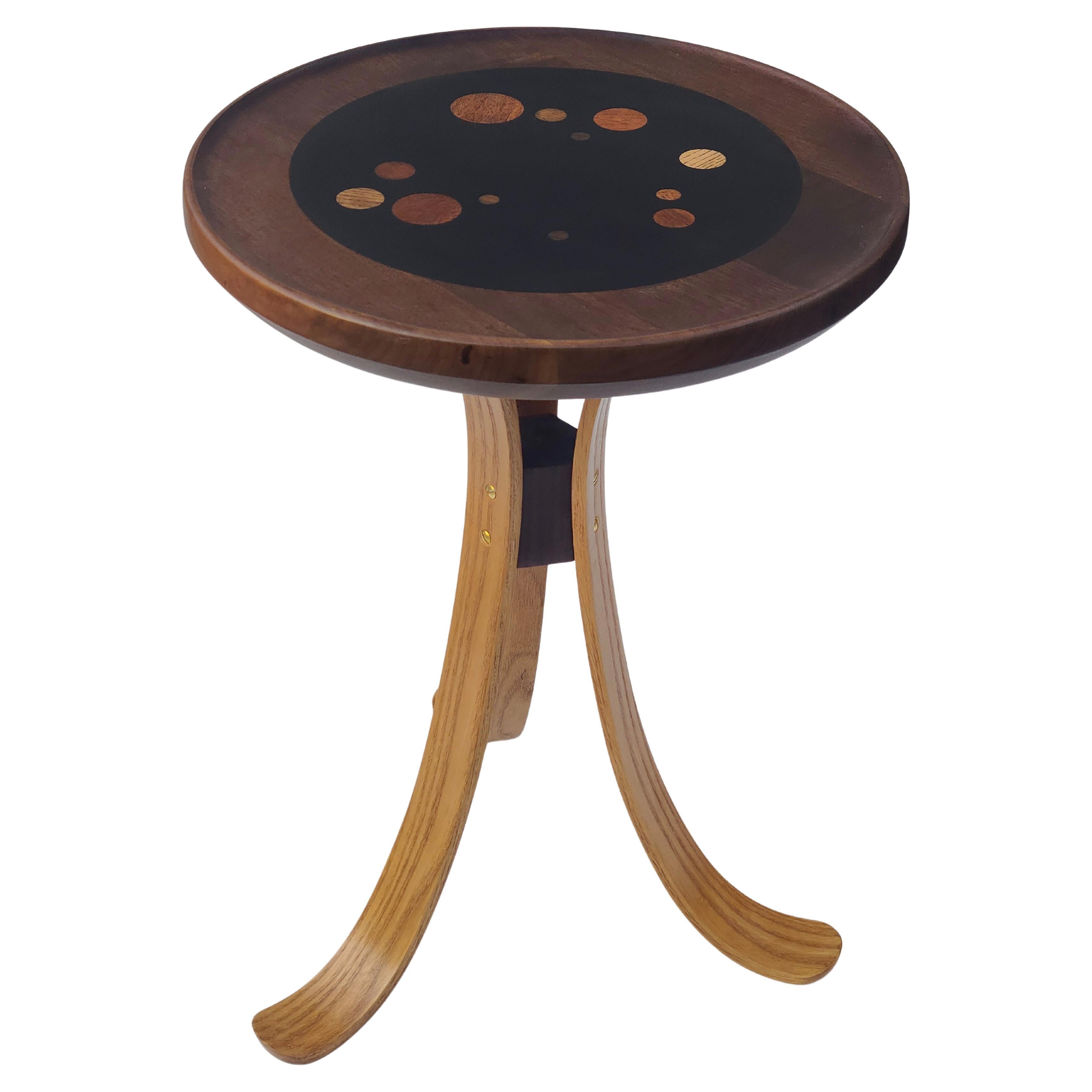 Contemporary Constellation Tripod Table Walnut Ash In the Style of Edward Wormley For Sale