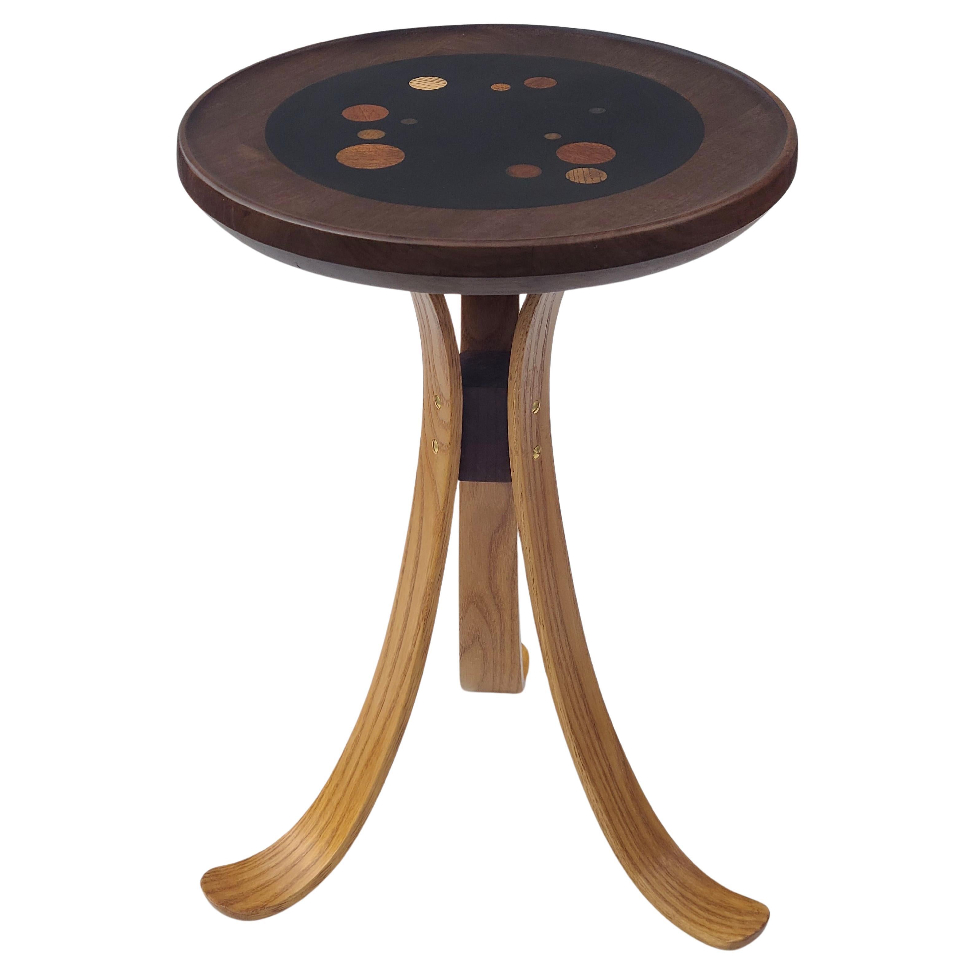 Constellation Tripod Table Walnut Ash In the Style of Edward Wormley