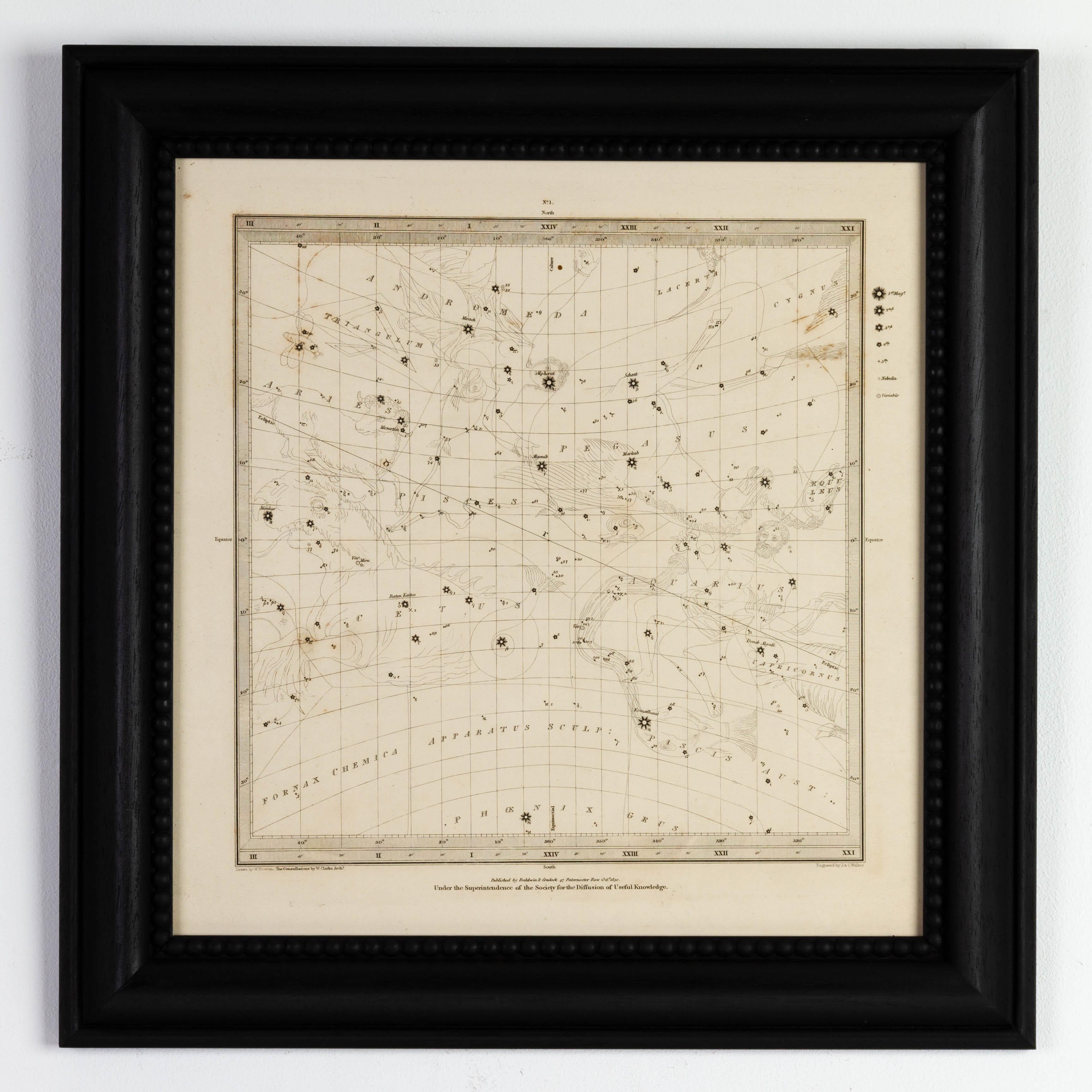 Costellazioni Mappe incise disegnate da W. Newton, pubblicate da Baldwin & Grado in vendita 7