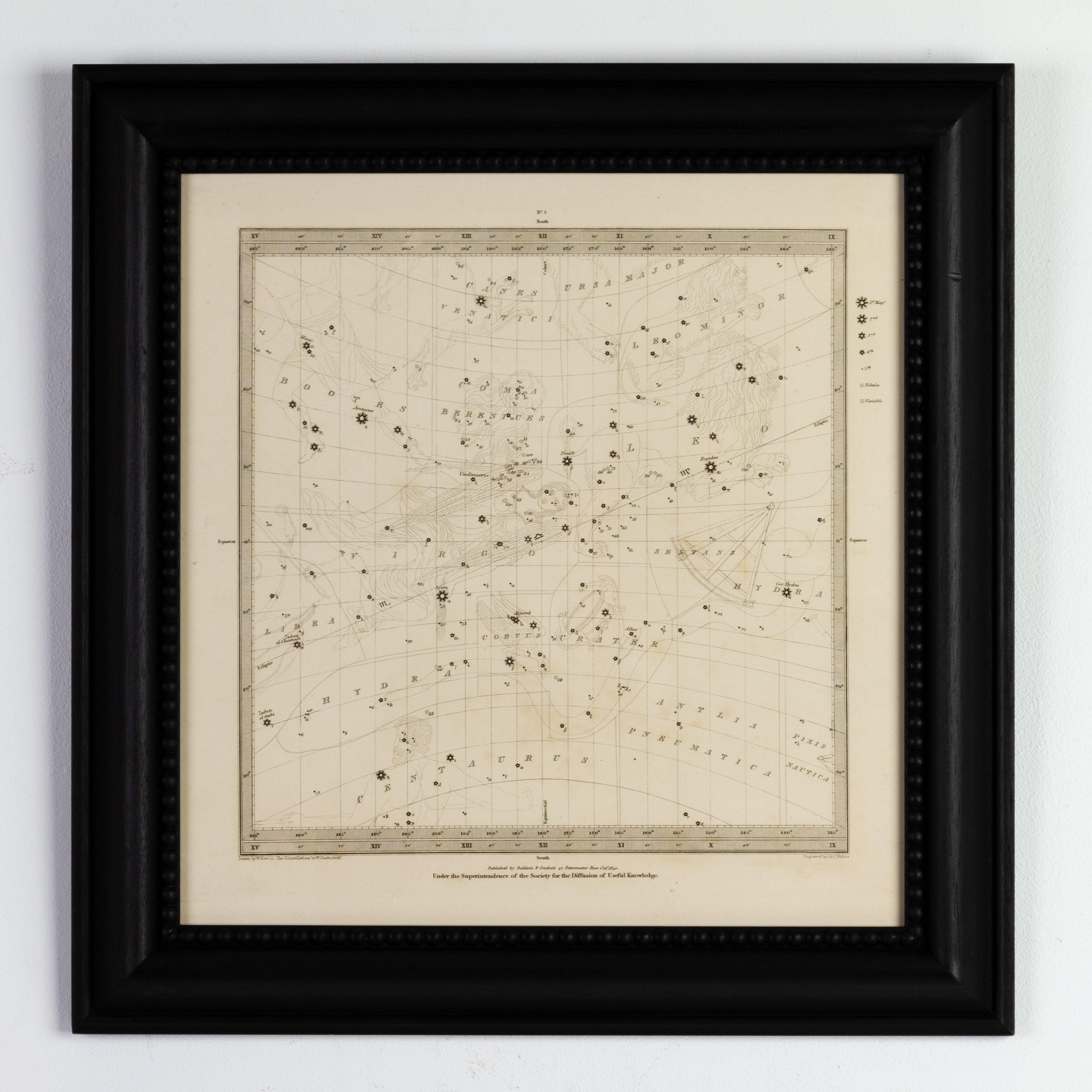 Carta Costellazioni Mappe incise disegnate da W. Newton, pubblicate da Baldwin & Grado in vendita