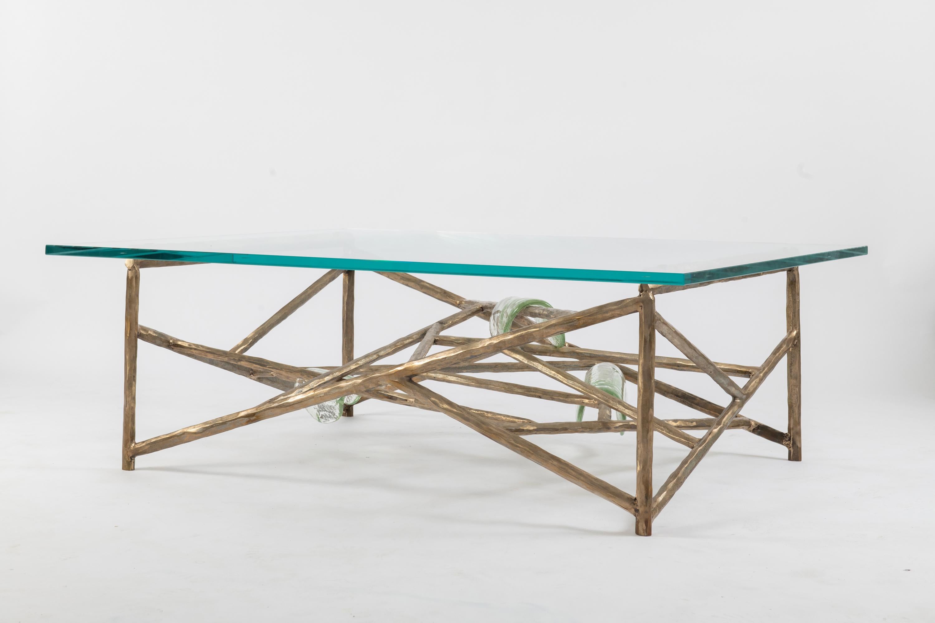 Constraint Table in Bronze and Glass by Gregory Nangle For Sale 1