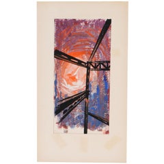 "Constructions in Orange" Abstract Gouche Painting by Nick Barberi