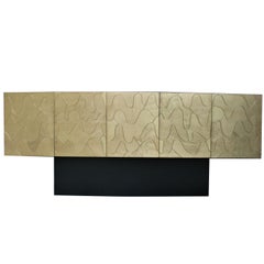 Constructivism Art "Waves" Sideboard Acid Etched Brass by Studio Belgali