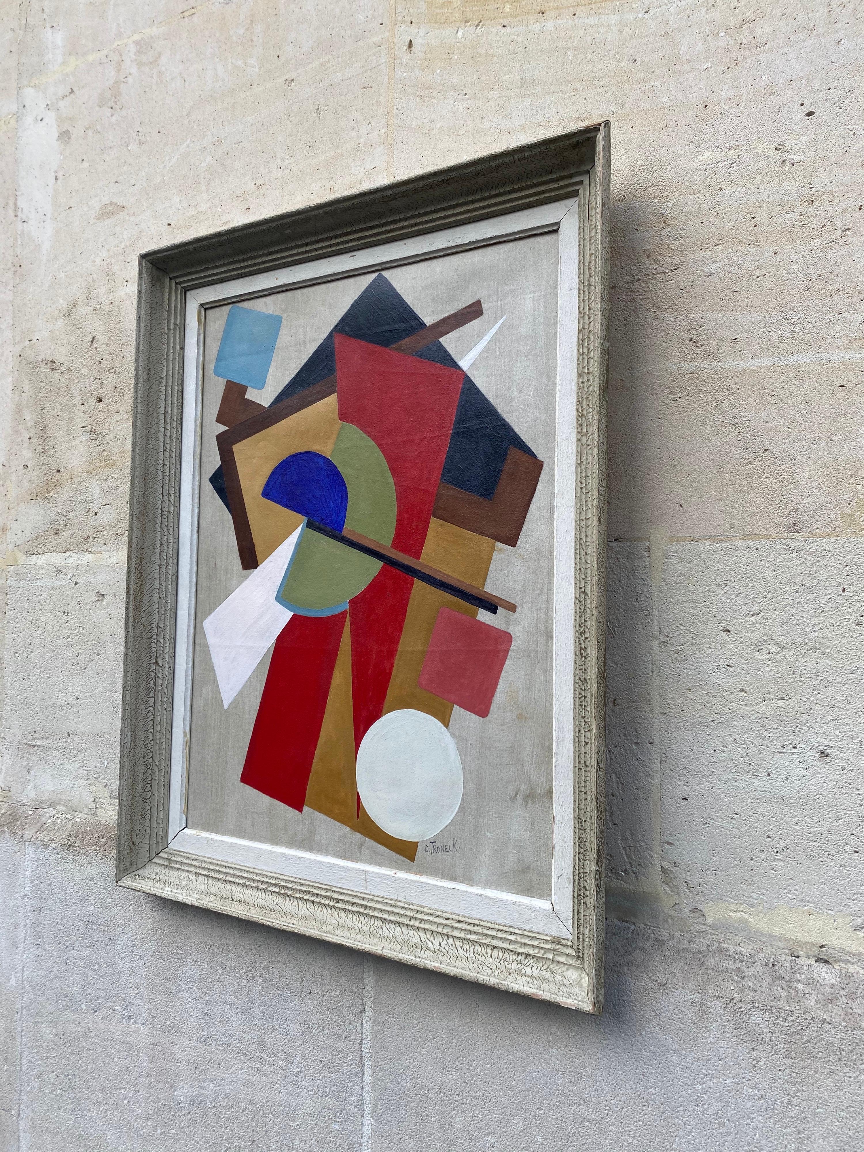 Mid-Century Modern Constructivism Painting by Oscar Troneck