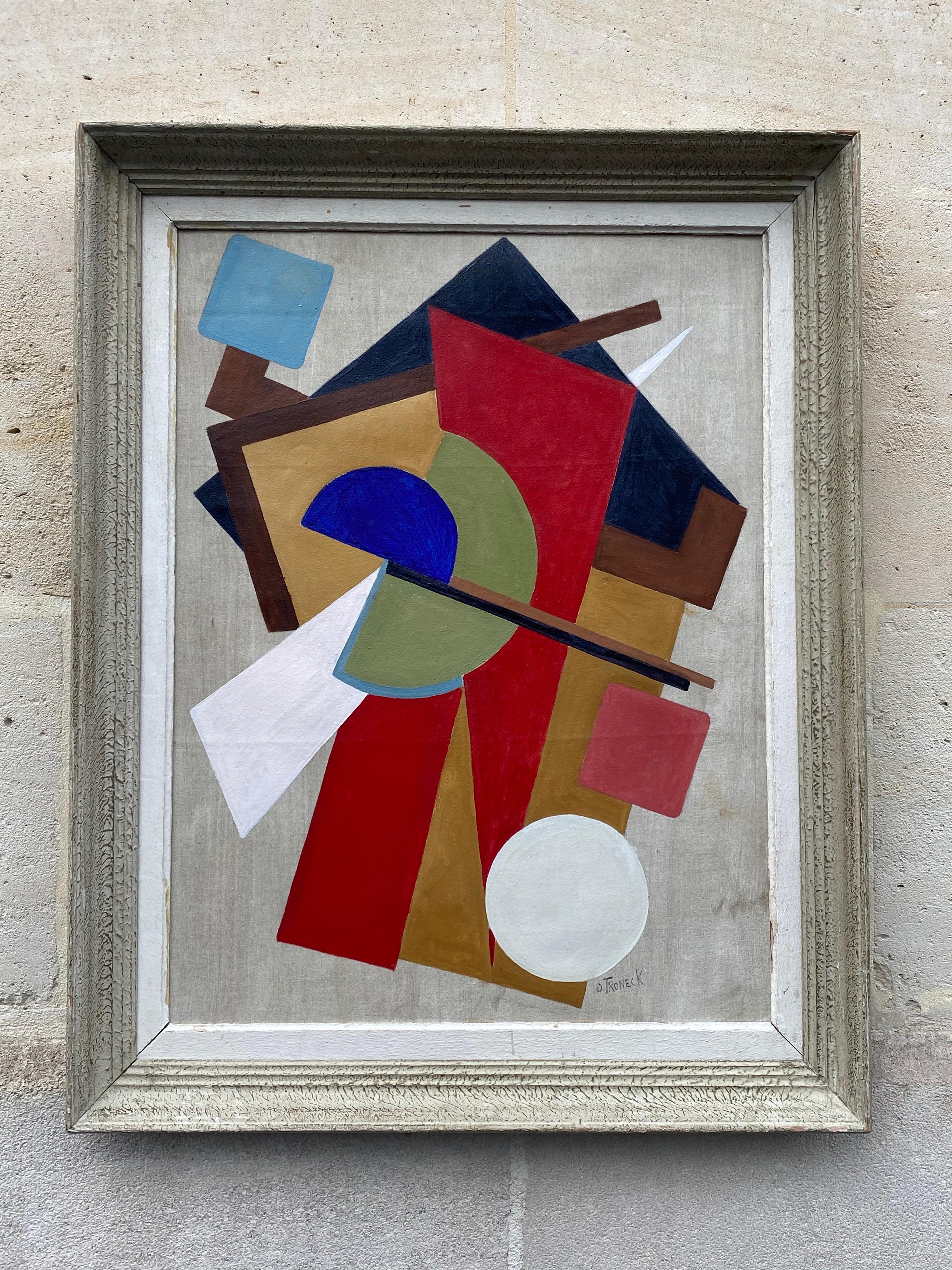 Constructivism Painting by Oscar Troneck In Good Condition In Saint-Ouen, FR