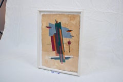 Constructivist Abstract Gouache by Boris Alepkow, Geometric Forms, Signed, 1960s