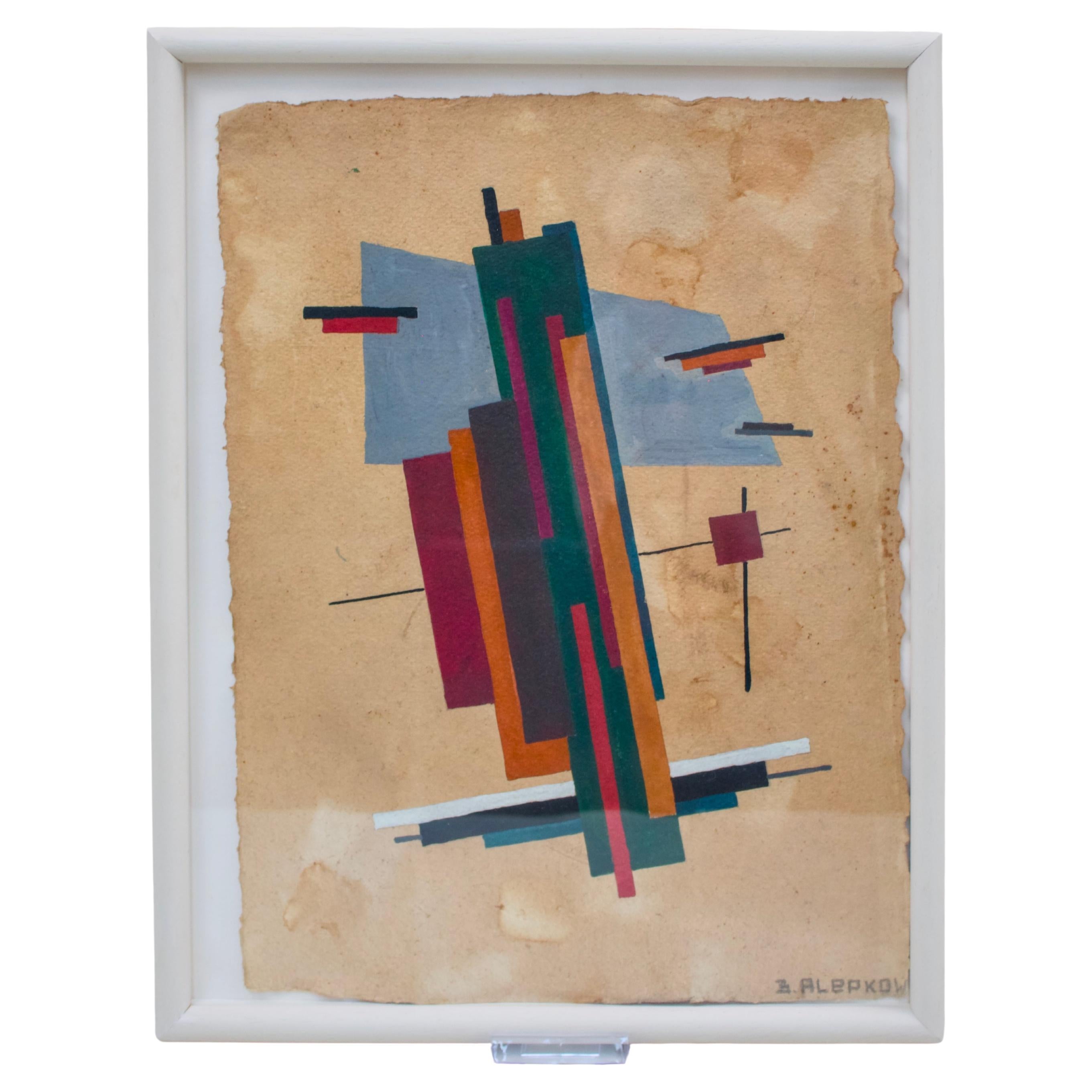 Constructivist abstract gouache by Boris Alepkow