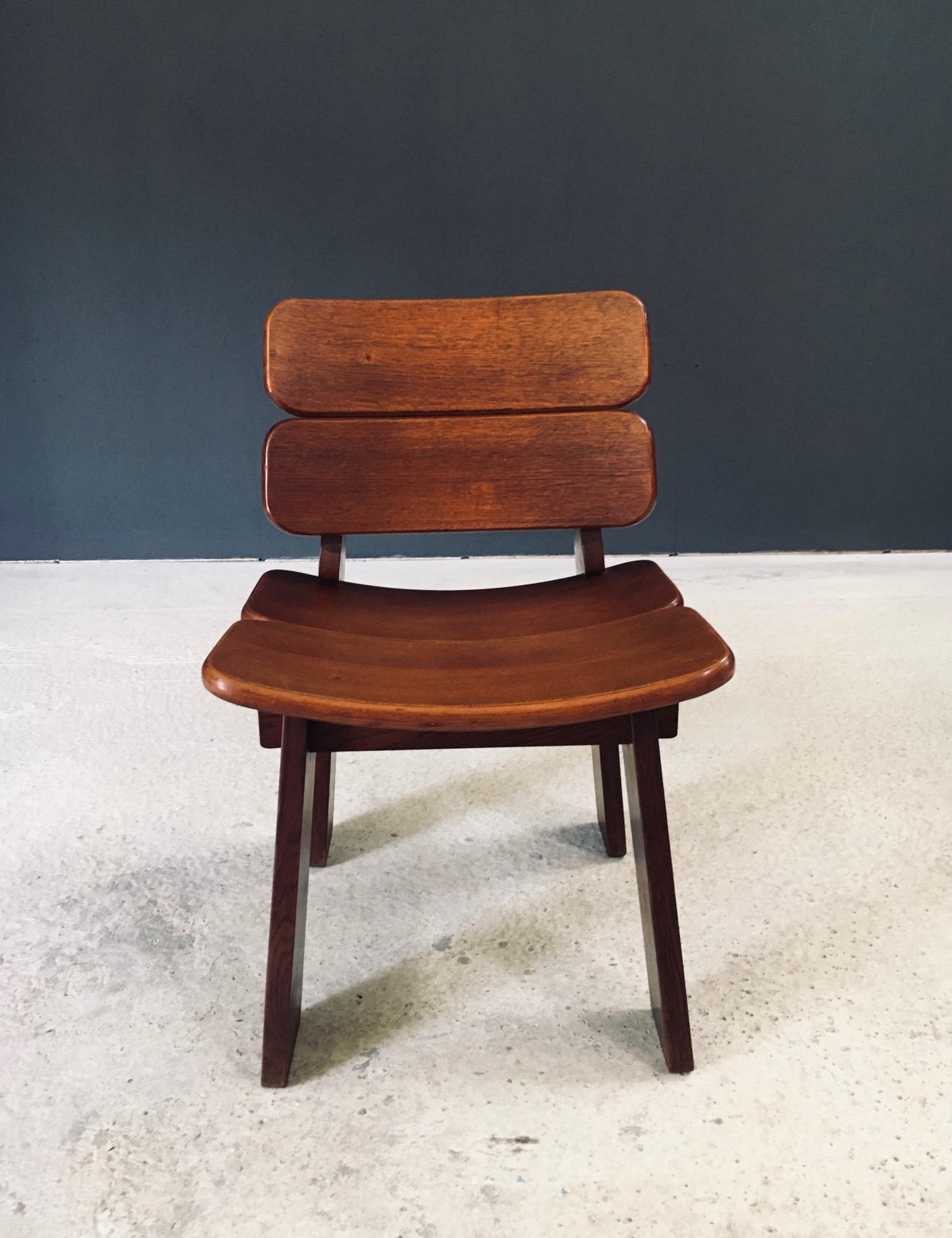 Constructivist Design Oak Dining Chairs, Belgium 1960's en vente 3