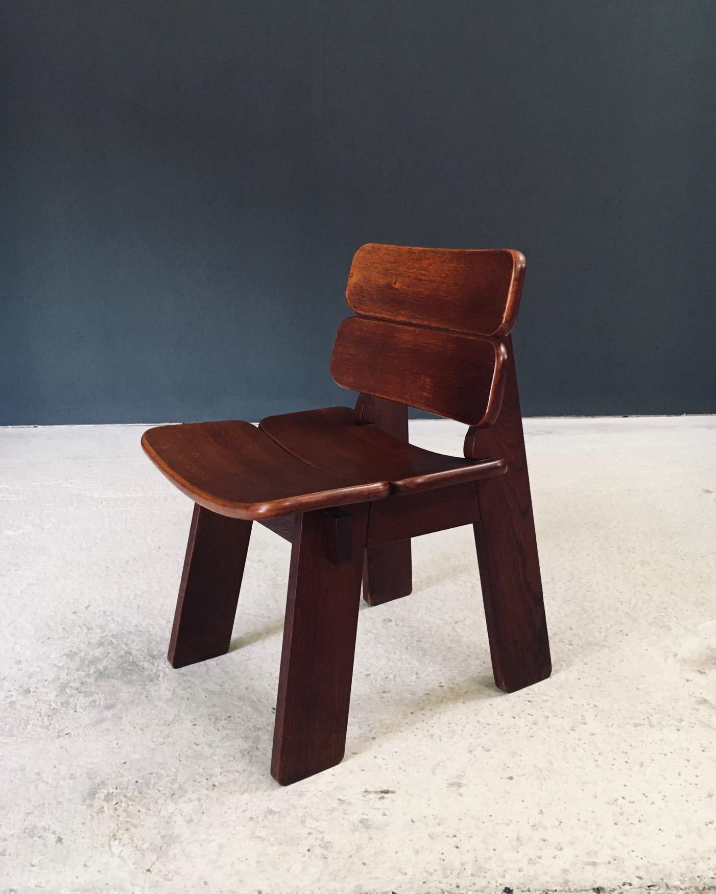 Constructivist Design Oak Dining Chairs, Belgium 1960's en vente 4
