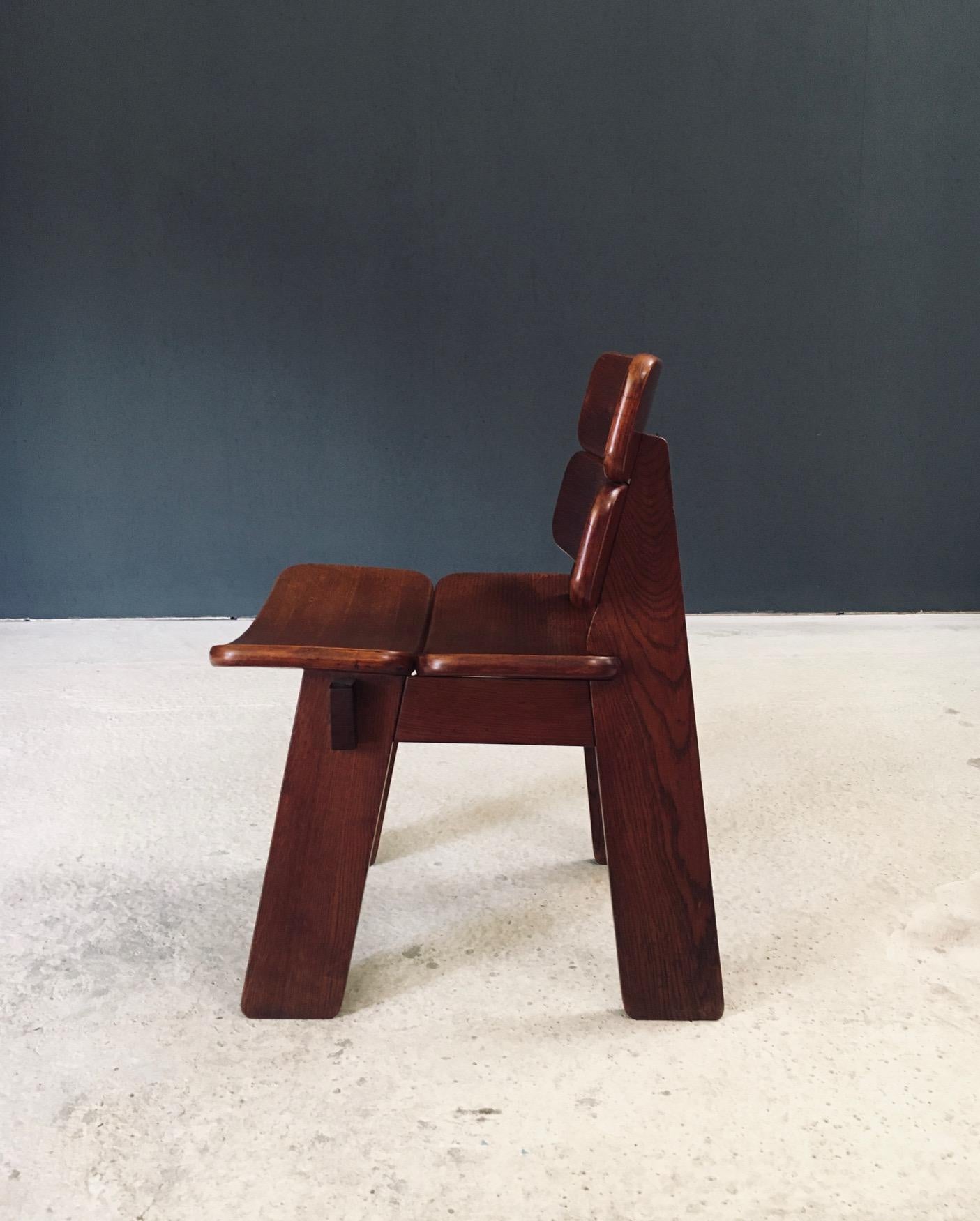 Constructivist Design Oak Dining Chairs, Belgium 1960's en vente 5