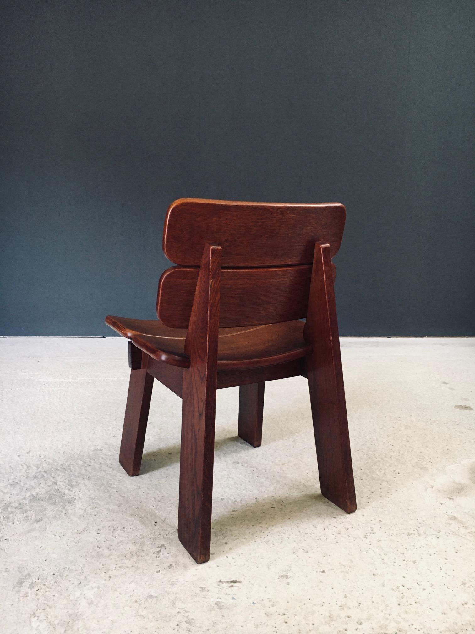 Constructivist Design Oak Dining Chairs, Belgium 1960's en vente 6