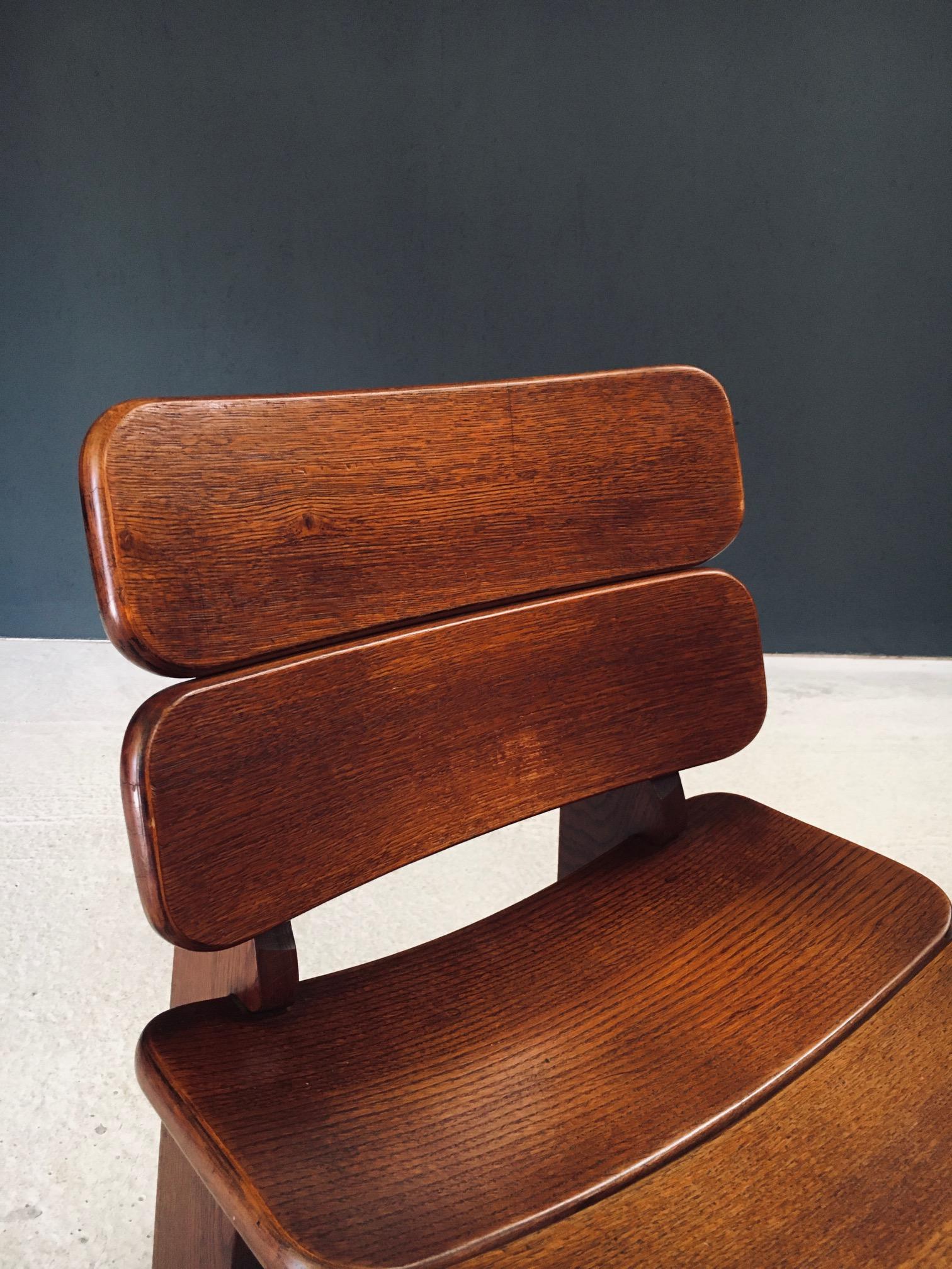 Constructivist Design Oak Dining Chairs, Belgium 1960's en vente 7