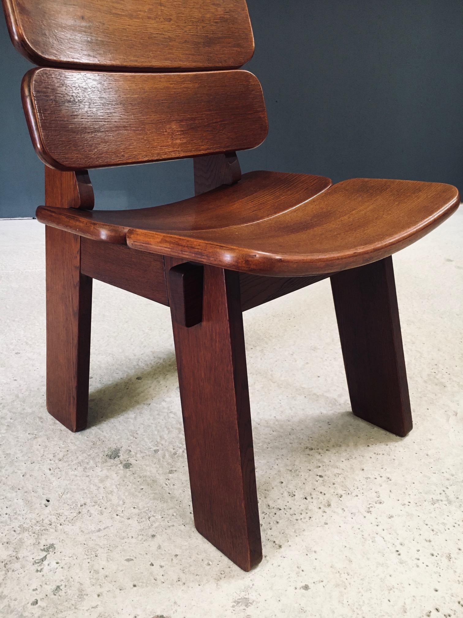 Constructivist Design Oak Dining Chairs, Belgium 1960's en vente 9