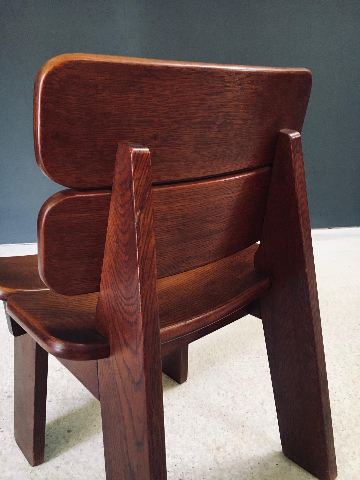 Constructivist Design Oak Dining Chairs, Belgium 1960's en vente 11
