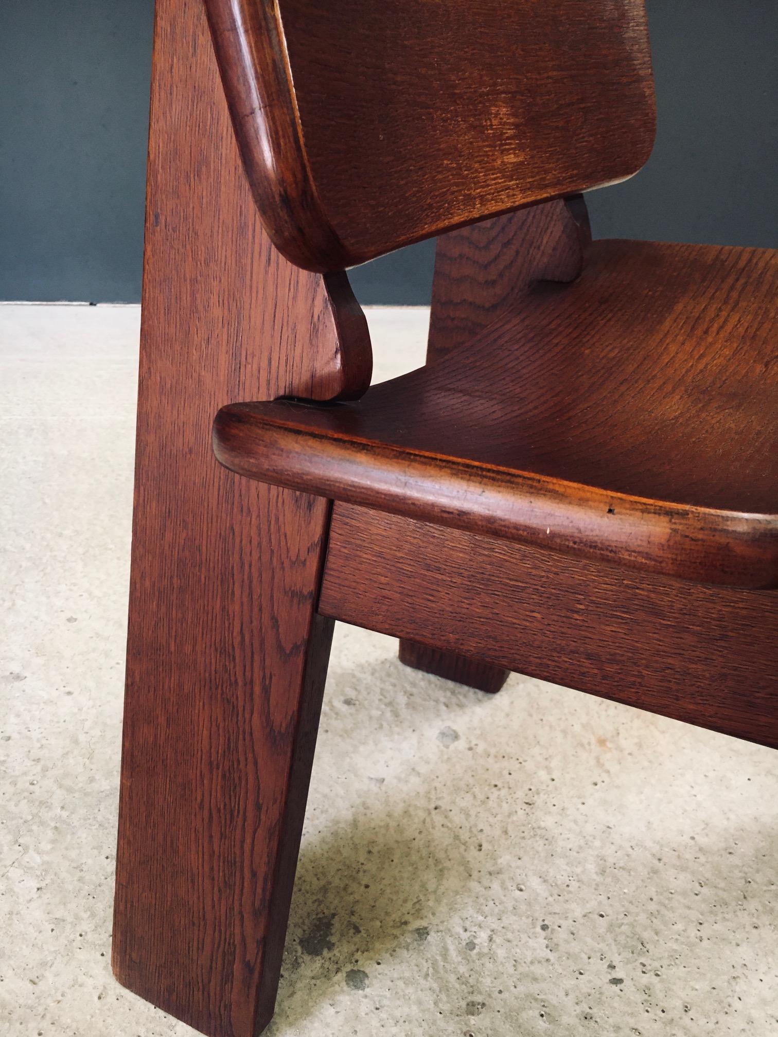 Constructivist Design Oak Dining Chairs, Belgium 1960's en vente 12