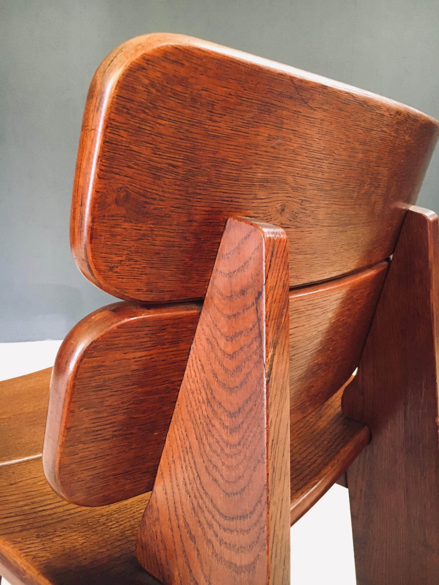 Constructivist Design Oak Dining Chairs, Belgium 1960's en vente 13
