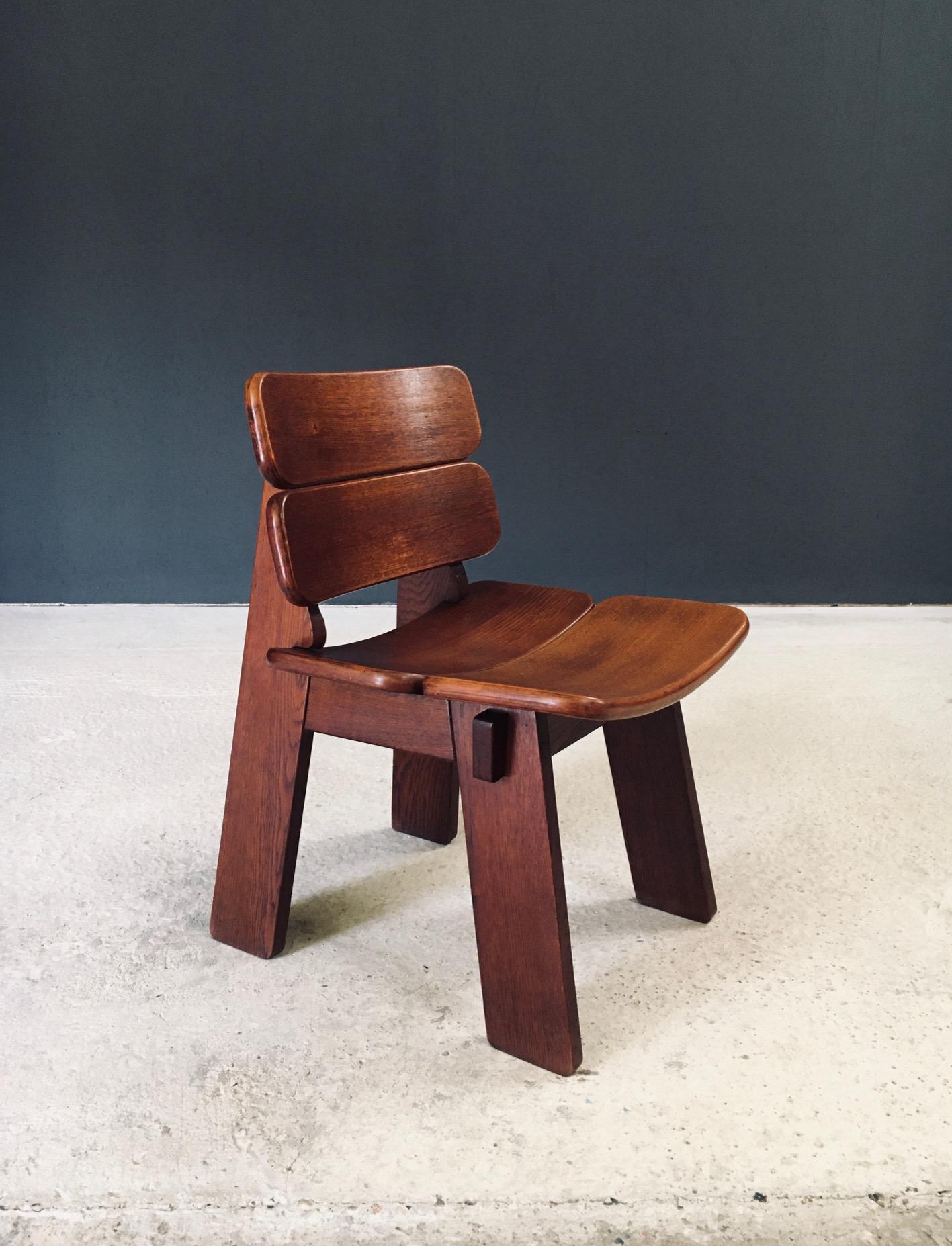 Constructivist Design Oak Dining Chairs, Belgium 1960's en vente 2