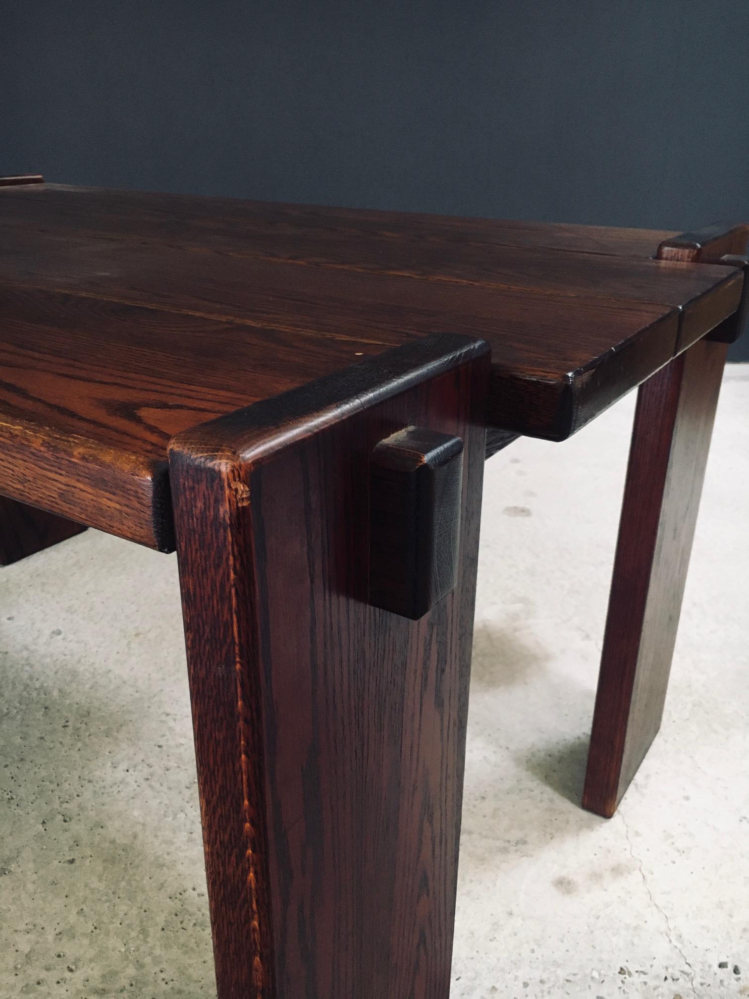 Constructivist Design Oak Dining Table, Belgium 1960's im Angebot 3