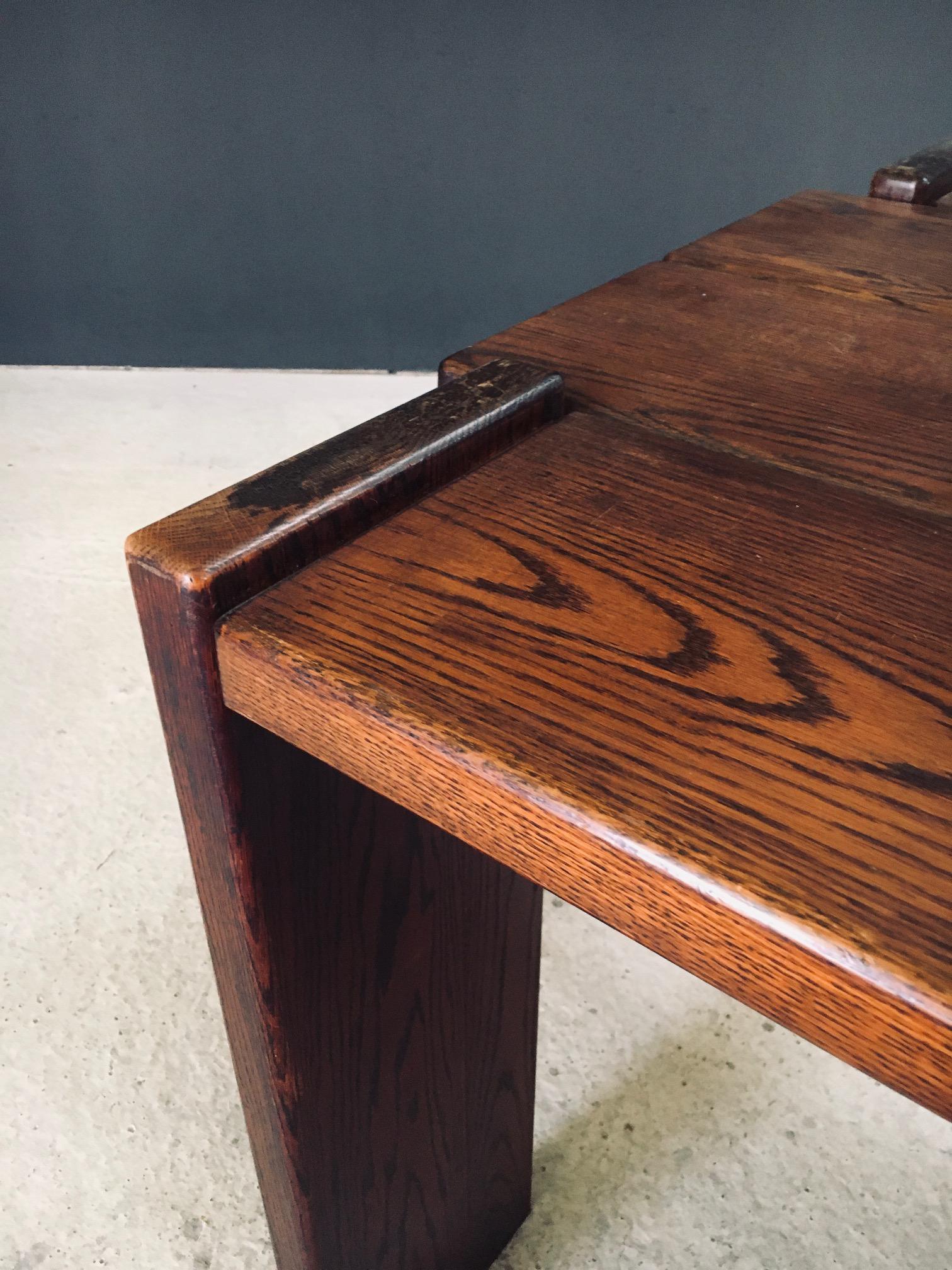 Constructivist Design Oak Dining Table, Belgium 1960's im Angebot 5