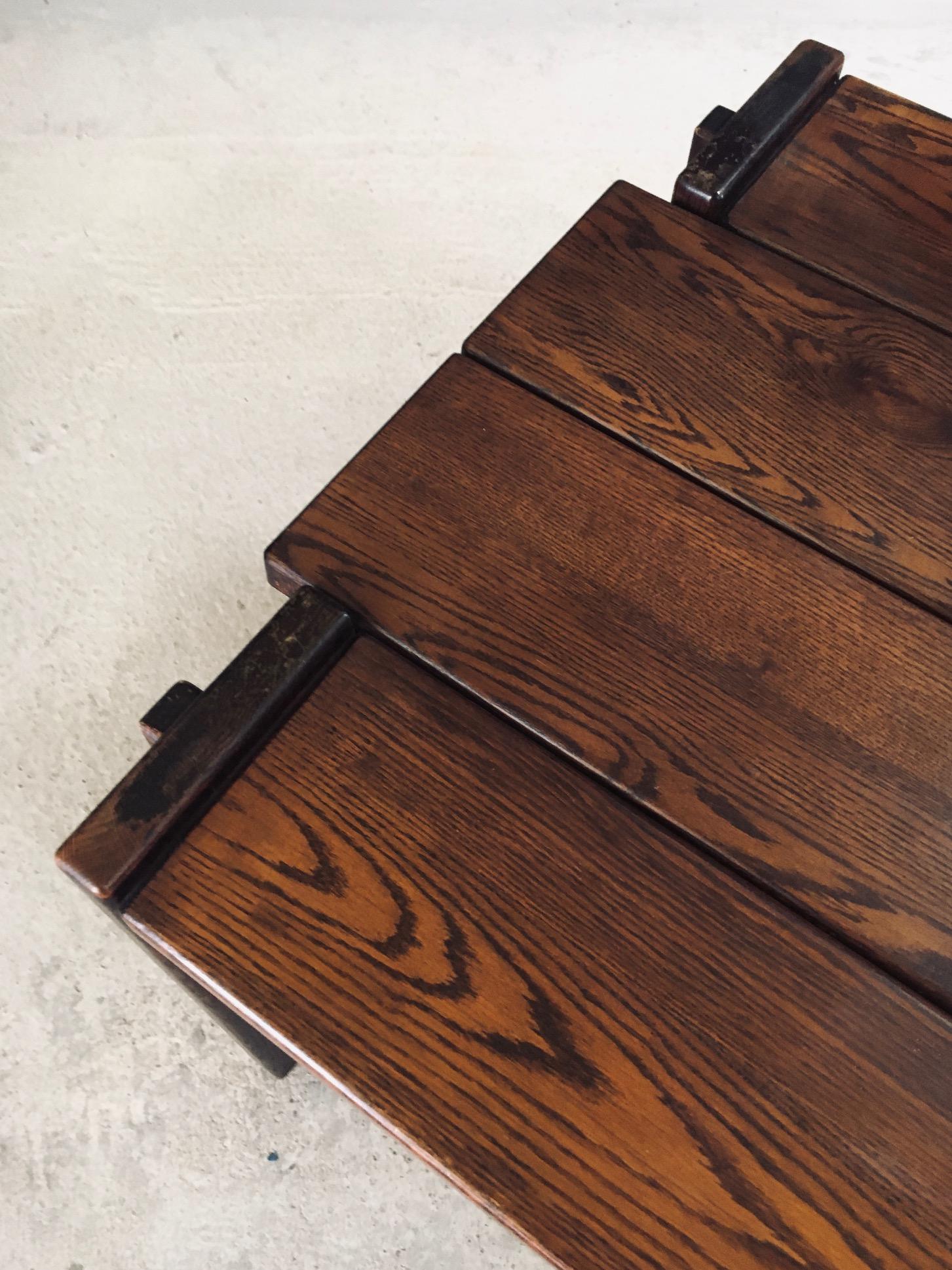 Constructivist Design Oak Dining Table, Belgium 1960's im Angebot 7