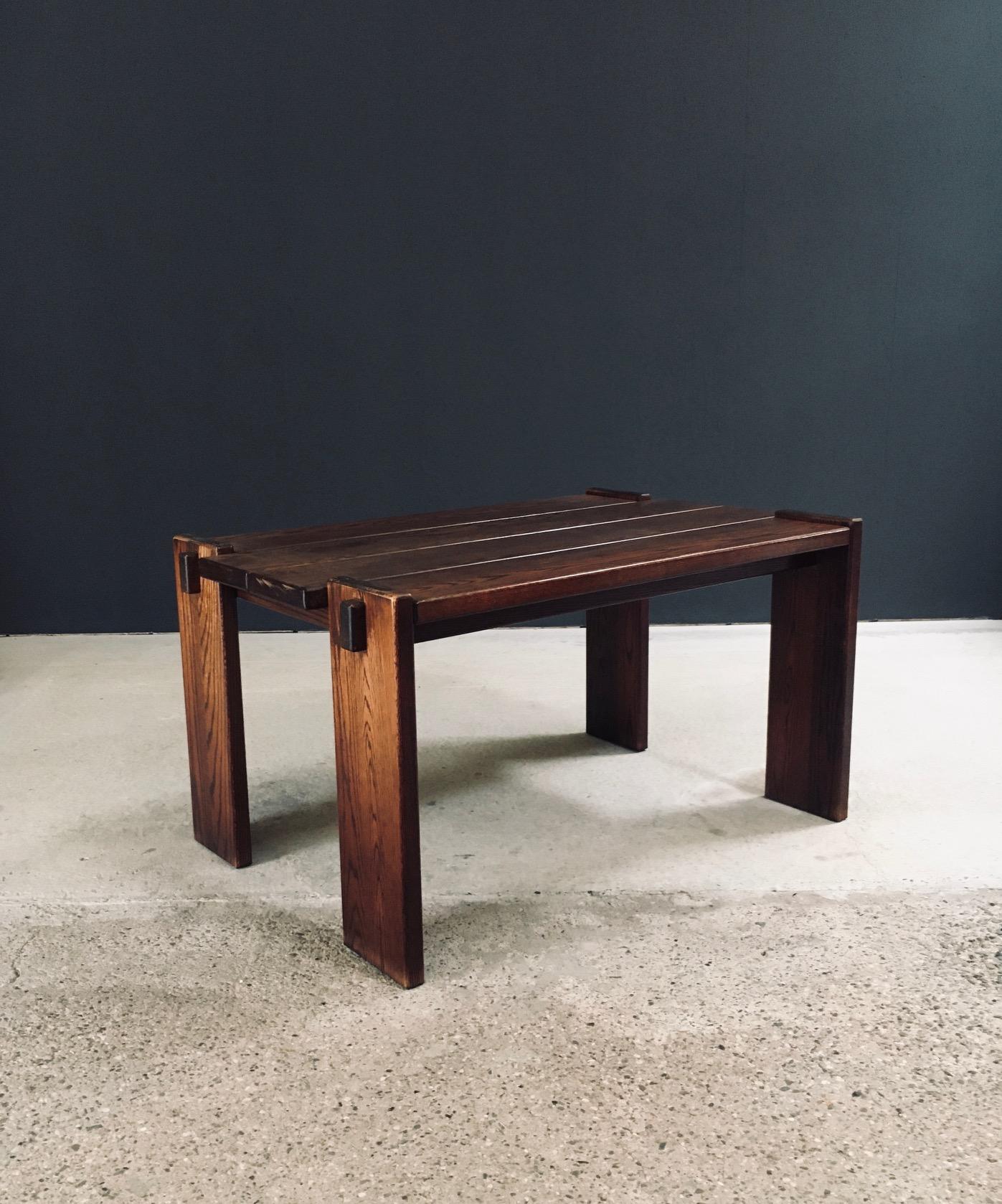 Constructivist Design Oak Dining Table, Belgium 1960's im Angebot 12