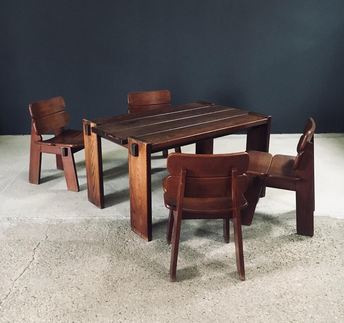 Constructivist Design Oak Dining Table, Belgium 1960's im Zustand „Gut“ im Angebot in Oud-Turnhout, VAN