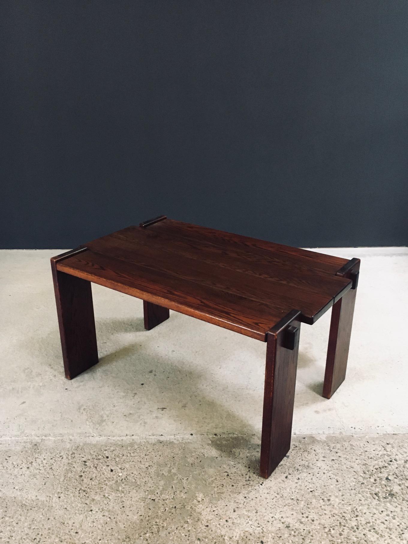 Constructivist Design Oak Dining Table, Belgium 1960's (Mitte des 20. Jahrhunderts) im Angebot