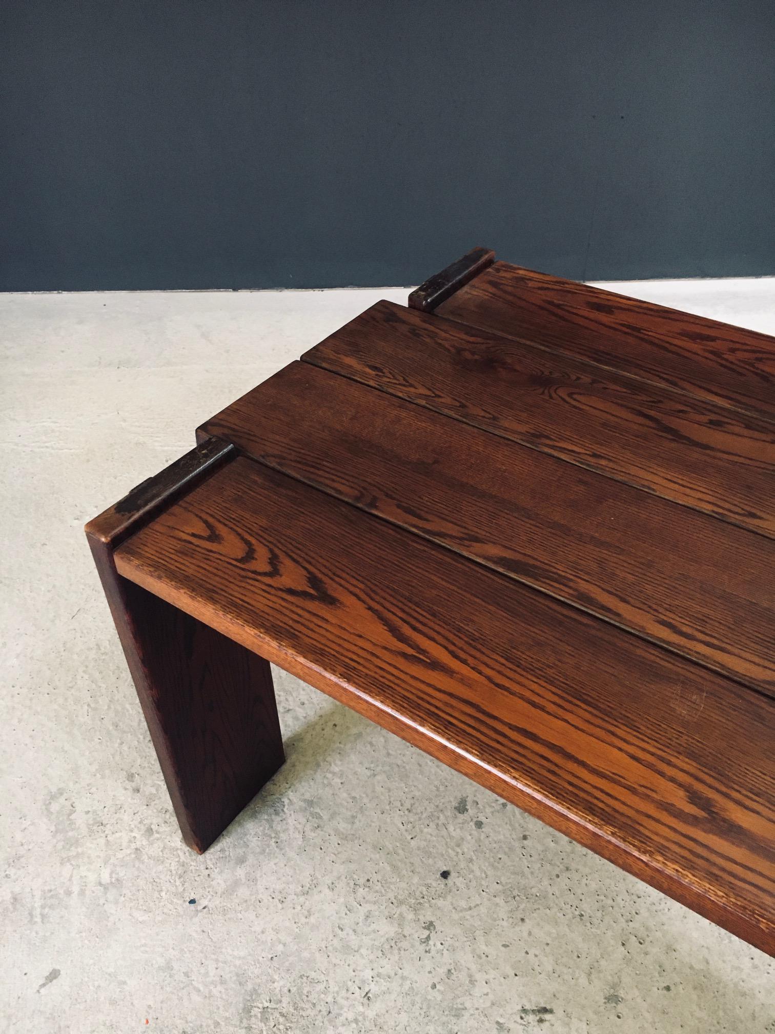 Constructivist Design Oak Dining Table, Belgium 1960's im Angebot 1