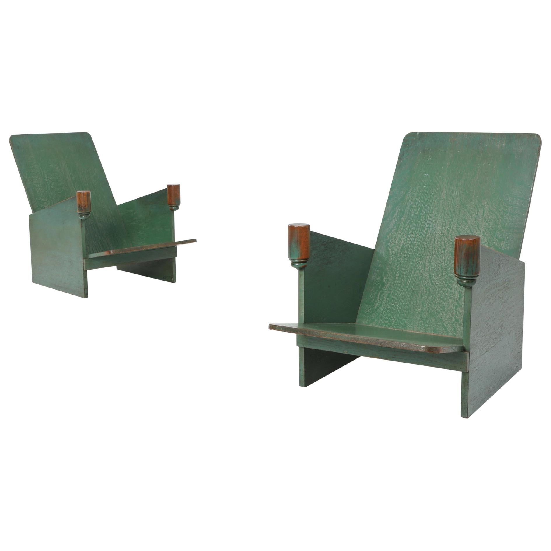 Constructivist Green Lounge Chairs by Hosts & Maes